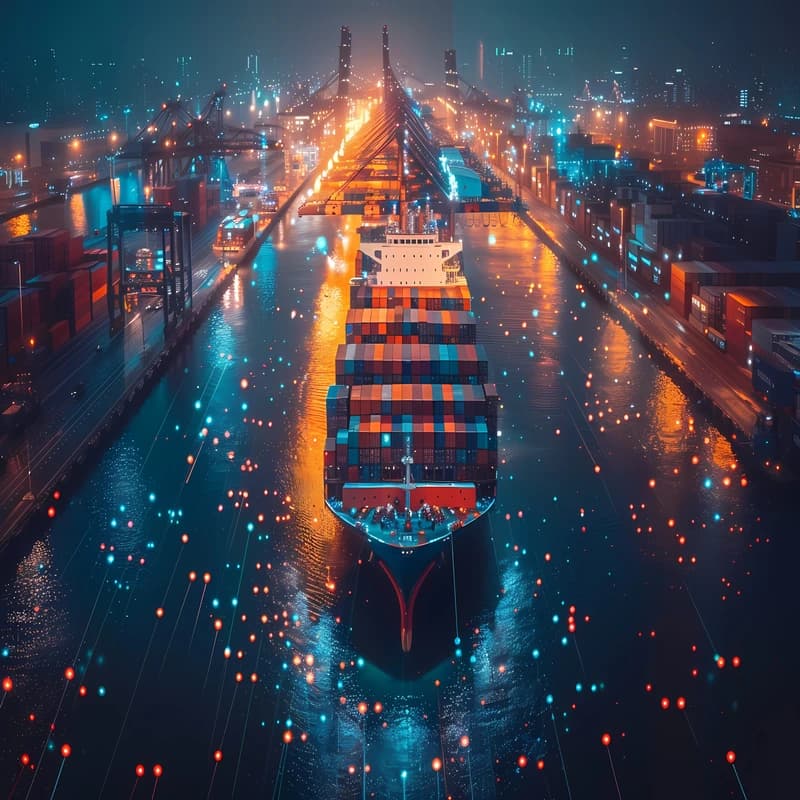 Large container ship at sea