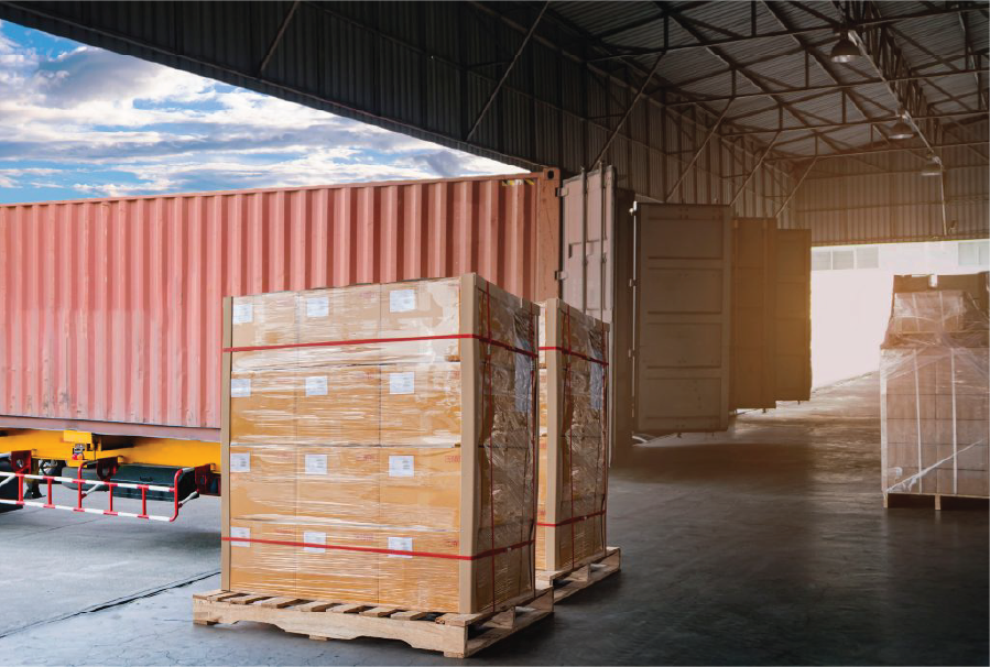 Less-than-Container Load (LCL) - An illustration of a truck loaded with cargo boxes.